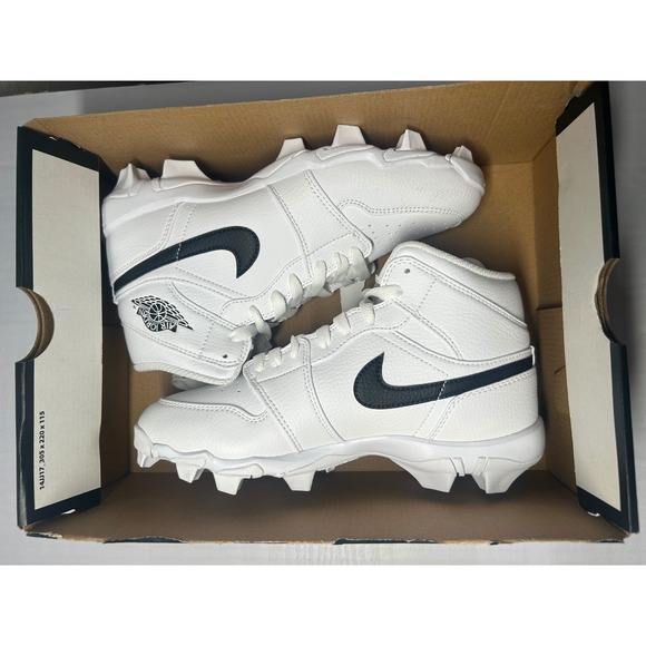 Nike Other - Nike Air Jordan 1 Mid Youth Cleat White Black Size 5Y HF6883100 New/No Lid
